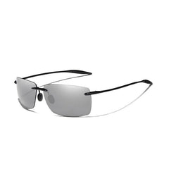 Men's Rimless Rectangular 'Battleship' Plastic Sunglasses