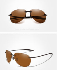 Men's Rimless Aviator Polarized 'Bandit' Metal  Sunglasses