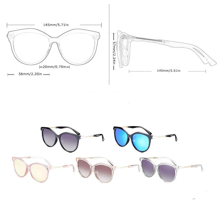 Women's Polarized Cat Eye 'Angel Powder' Plastic Sunglasses
