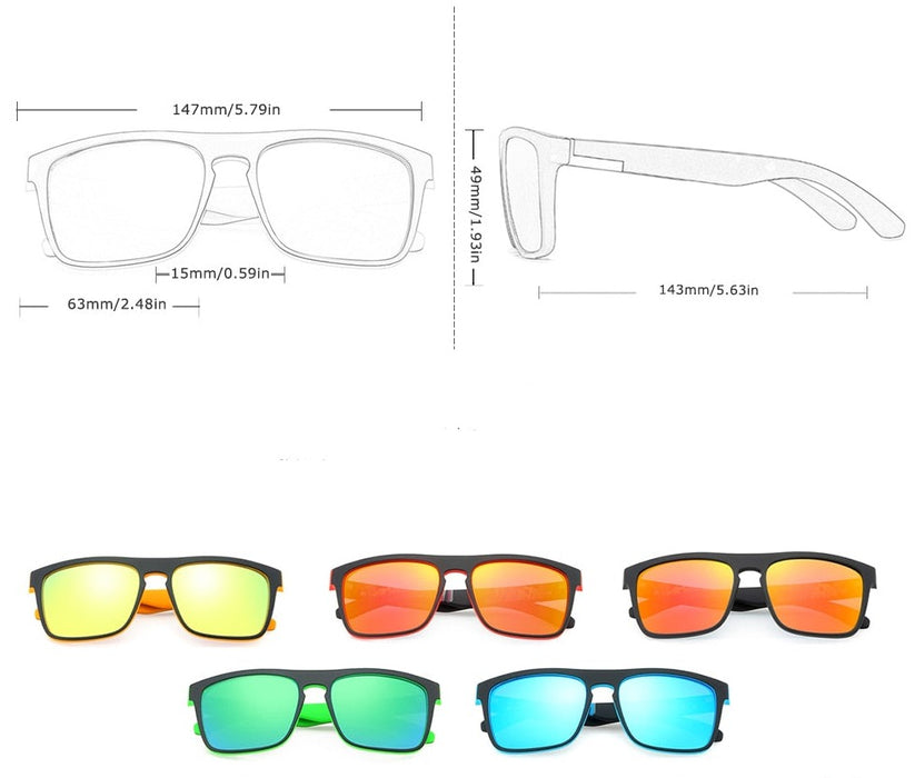 Men's Polarized Rectangular 'Waves' Plastic Sunglasses