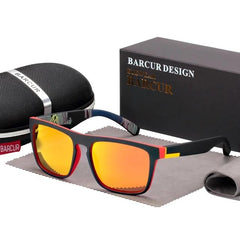 Men's Polarized Rectangular 'Waves' Plastic Sunglasses