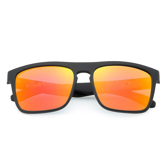 Men's Polarized Rectangular 'Waves' Plastic Sunglasses