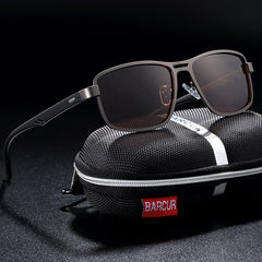 Men's Square Sport 'Tiger Eye' Metal Sunglasses