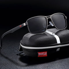 Men's Square Sport 'Tiger Eye' Metal Sunglasses