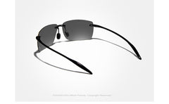 Men's Rimless Rectangular 'Battleship' Plastic Sunglasses