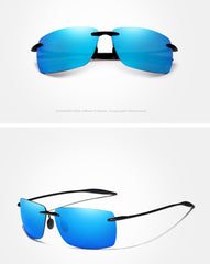 Men's Rimless Rectangular 'Battleship' Plastic Sunglasses