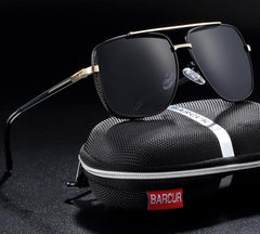 Men's Polarized Square 'V12' Metal Sunglasses