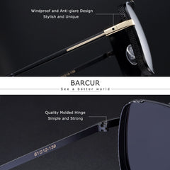 Men's Polarized Square 'V12' Metal Sunglasses