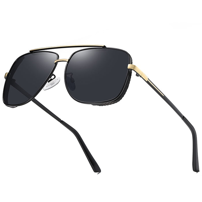 Men's Polarized Square 'V12' Metal Sunglasses