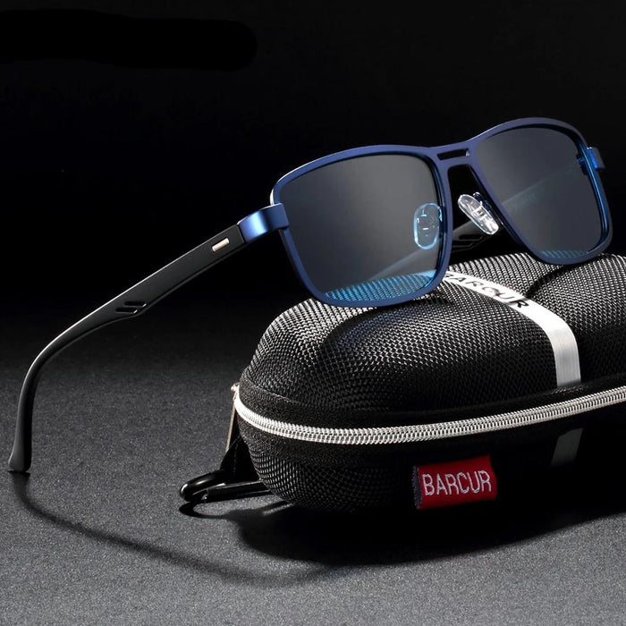 Men's Square Sport 'Tiger Eye' Metal Sunglasses