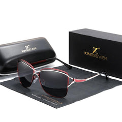 Women's Oversized Polarized Square 'Butterfly' Metal Sunglasses