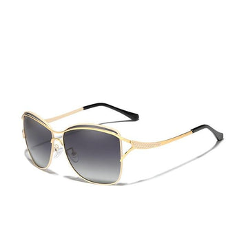 Women's Oversized Polarized Square 'Butterfly' Metal Sunglasses