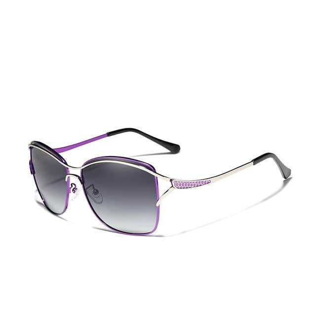Women's Oversized Polarized Square 'Butterfly' Metal Sunglasses