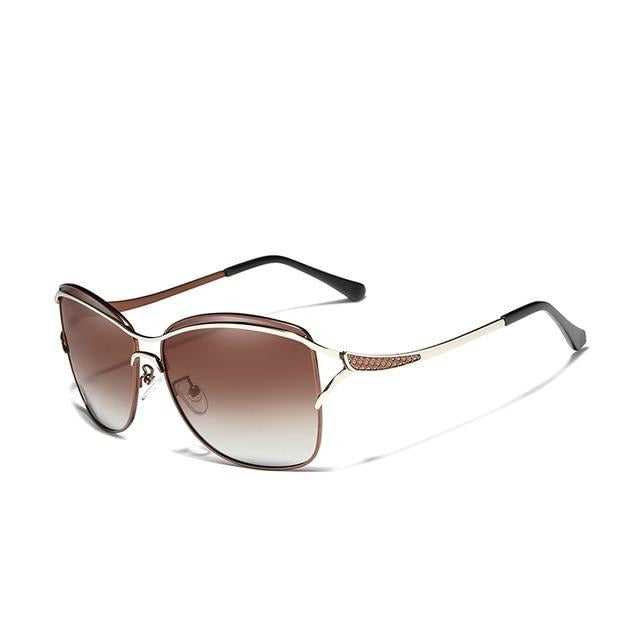 Women's Oversized Polarized Square 'Butterfly' Metal Sunglasses