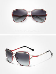 Women's Oversized Polarized Square 'Butterfly' Metal Sunglasses