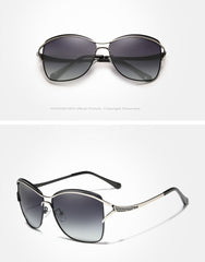 Women's Oversized Polarized Square 'Butterfly' Metal Sunglasses