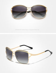 Women's Oversized Polarized Square 'Butterfly' Metal Sunglasses