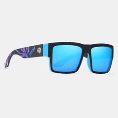 Men's Polarized Rectangular 'Goofy Foot' Plastic Sunglasses