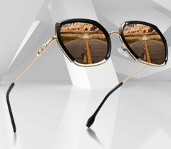 Women's Polarized Square 'Sally Karera' Metal Sunglasses