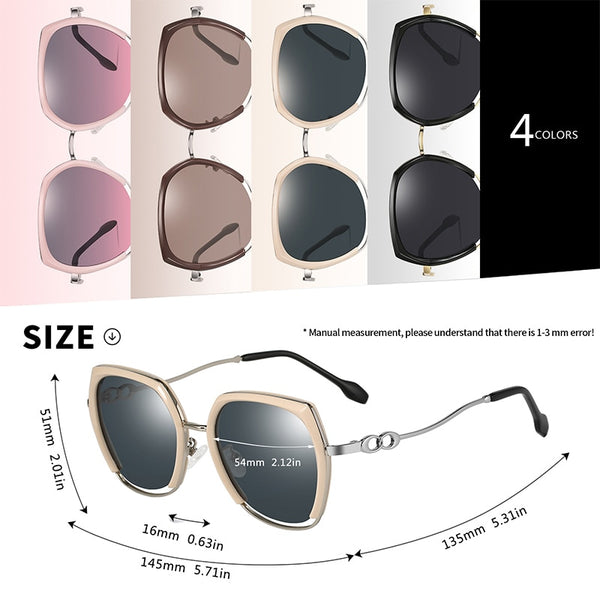 Women's Polarized Square 'Sally Karera' Metal Sunglasses