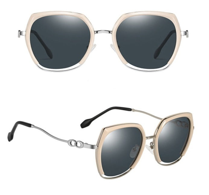 Women's Polarized Square 'Sally Karera' Metal Sunglasses