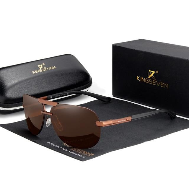 Men's Polarized Aviator Rimless 'Bogey' Metal Sunglasses