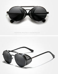 Men's Retro Polarized Round 'Smoke Rock' Metal Sunglasses