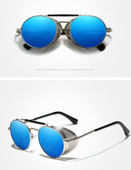 Men's Retro Polarized Round 'Smoke Rock' Metal Sunglasses