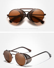 Men's Retro Polarized Round 'Smoke Rock' Metal Sunglasses