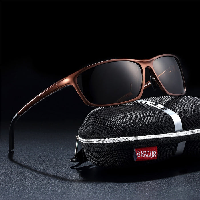 Men's Rectangular Sport 'Aero Speedy' Metal Sunglasses