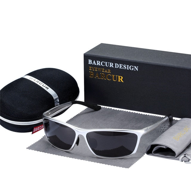 Men's Rectangular Sport 'Aero Speedy' Metal Sunglasses