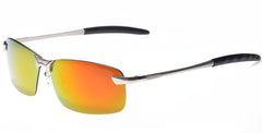 Men's Rimless Polarized Rectangular 'Jetski' Metal Sunglasses