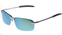 Men's Rimless Polarized Rectangular 'Jetski' Metal Sunglasses