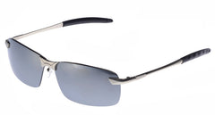 Men's Rimless Polarized Rectangular 'Jetski' Metal Sunglasses