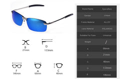 Men's Rimless Polarized Rectangular 'Jetski' Metal Sunglasses