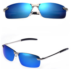 Men's Rimless Polarized Rectangular 'Jetski' Metal Sunglasses