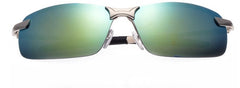 Men's Rimless Polarized Rectangular 'Jetski' Metal Sunglasses