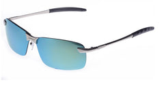 Men's Rimless Polarized Rectangular 'Jetski' Metal Sunglasses