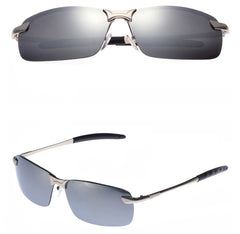 Men's Rimless Polarized Rectangular 'Jetski' Metal Sunglasses