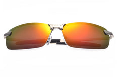 Men's Rimless Polarized Rectangular 'Jetski' Metal Sunglasses