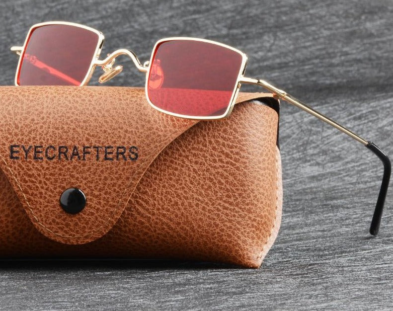 Men's Vintage Polarized Rectangular 'Sassy Girl' Metal Sunglasses