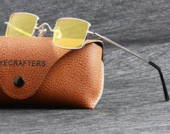 Men's Vintage Polarized Rectangular 'Sassy Girl' Metal Sunglasses