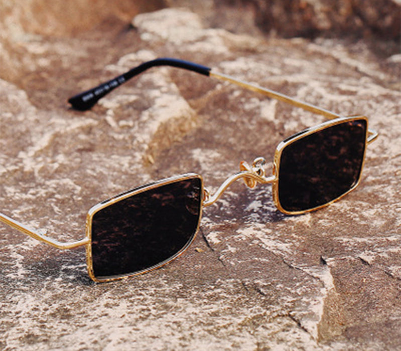 Men's Vintage Polarized Rectangular 'Sassy Girl' Metal Sunglasses