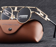 Unisex Steampunk Oval 'Around the World' Metal Sunglasses