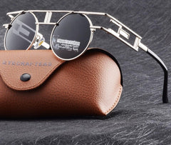 Unisex Steampunk Oval 'Around the World' Metal Sunglasses