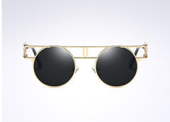 Unisex Steampunk Oval 'Around the World' Metal Sunglasses