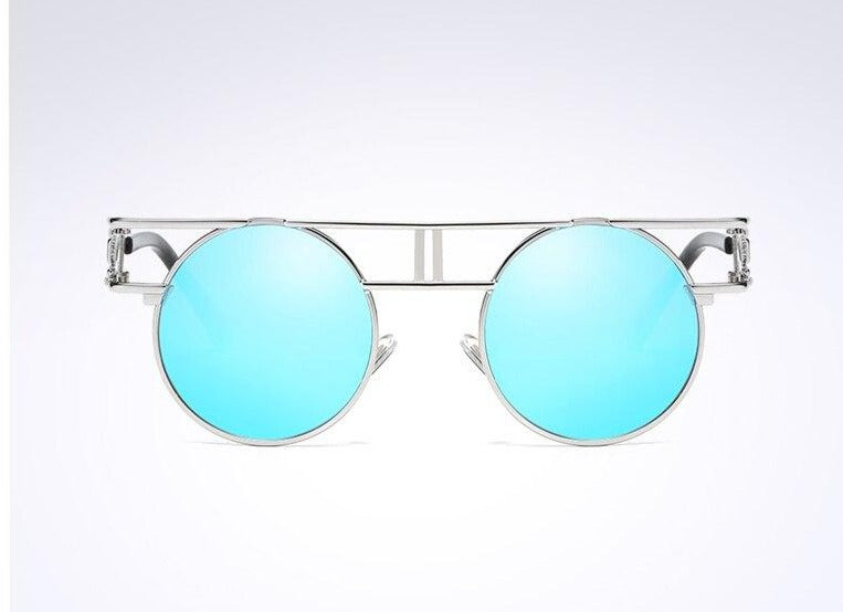 Unisex Steampunk Oval 'Around the World' Metal Sunglasses