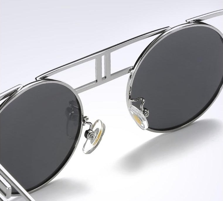 Unisex Steampunk Oval 'Around the World' Metal Sunglasses