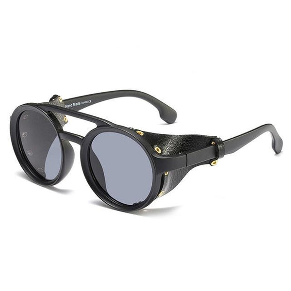 Men's Round Steampunk 'Warboy' Plastic Sunglasses