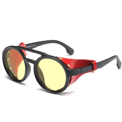 Men's Round Steampunk 'Warboy' Plastic Sunglasses